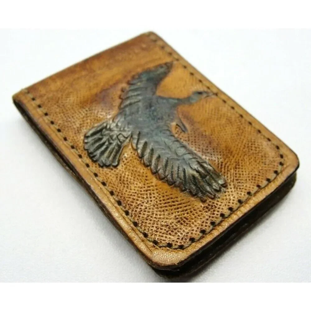 Leather Money Clip Duck Goose Credit Card Cash ID Holder